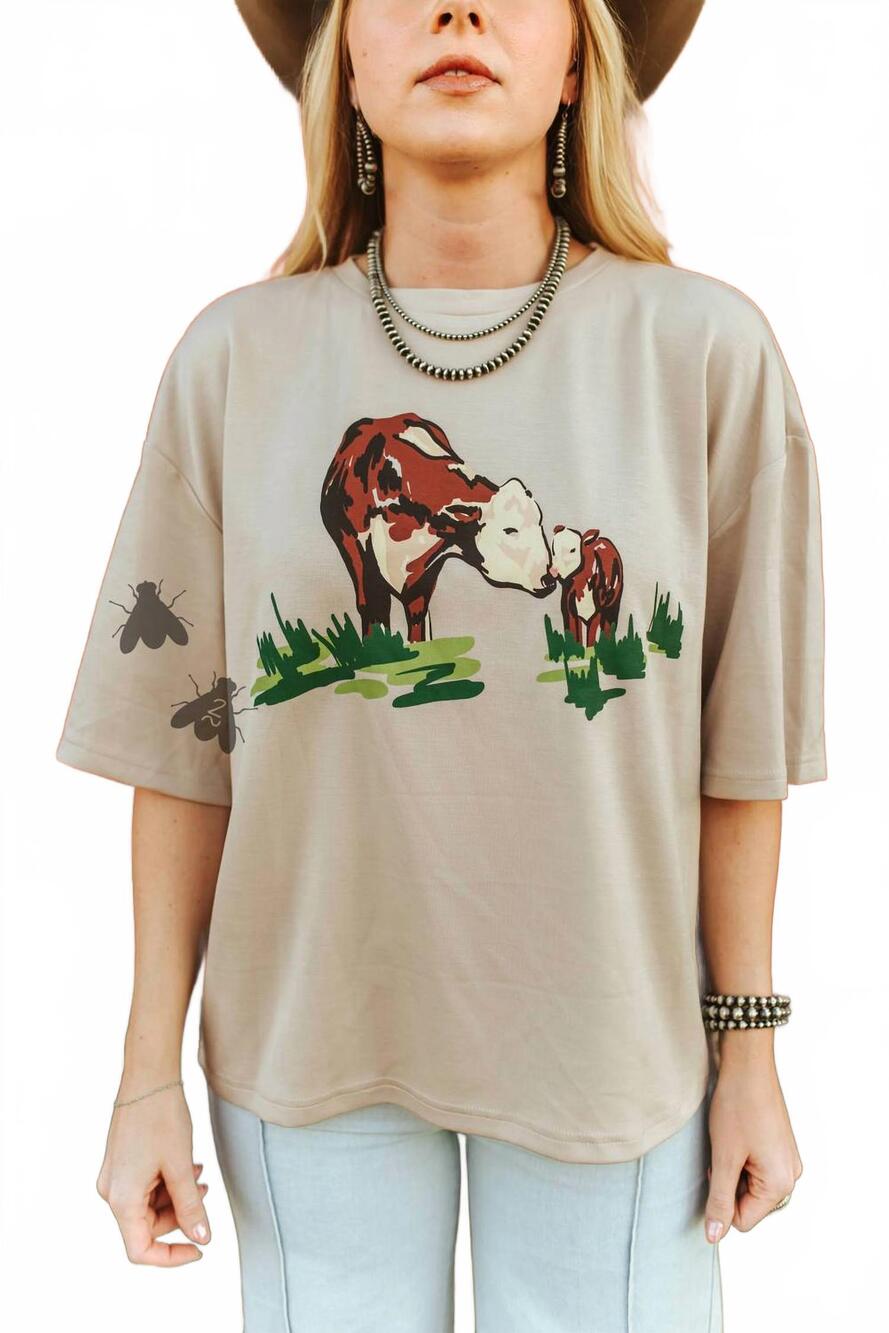 NEW 2FLYCO cattle haven tee in beige